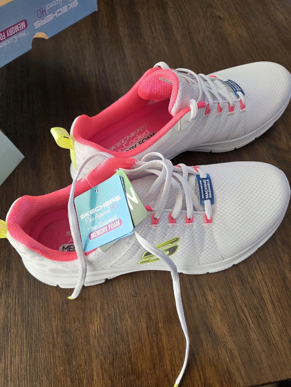 Women's Skechers Memory Foam Flex White Athletic Shoes - Picture 5 of 7